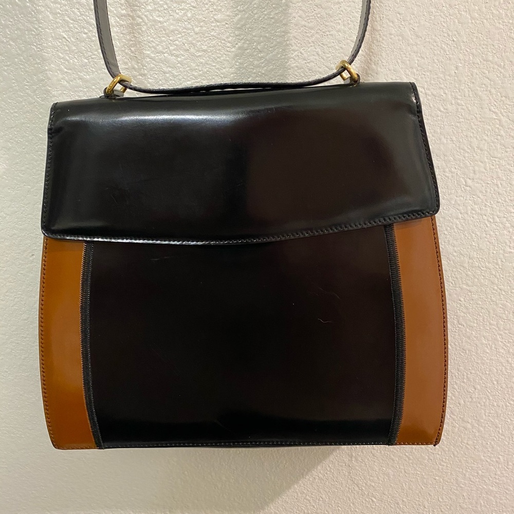 Bruno Magli patent leather shoulder bag.